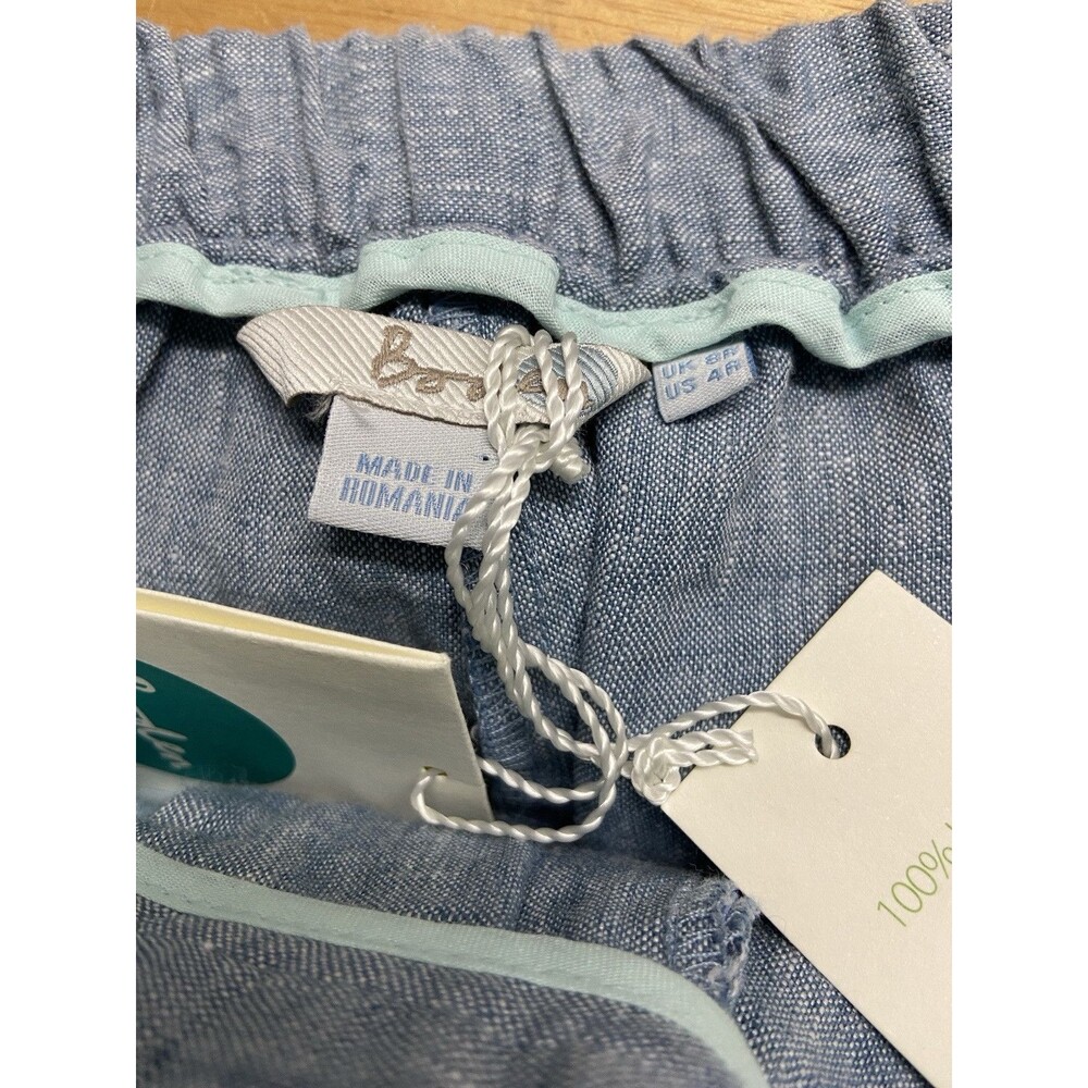 Boden Casual Linen Pants Seaspray Blue Relaxed Tapered Cropped Leg NWT US 4R - Picture 5 of 12